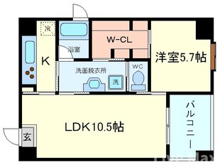 ルクレ堺筋本町レジデンス（旧：KWレジデンス堺筋本町）の物件間取画像